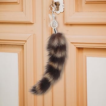 AOKWAWALIY Raccoon Tail Keychain Faux Fur Bag Charm Handbag