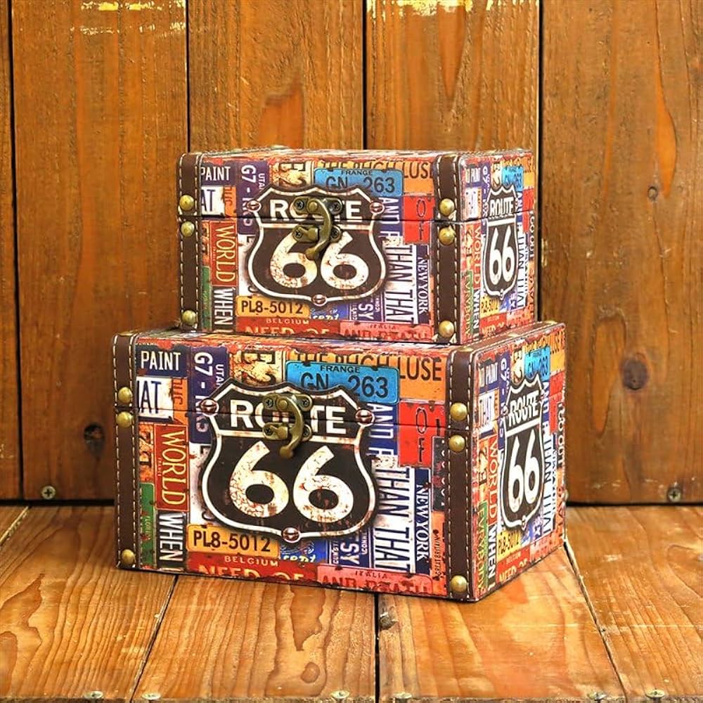 Amazon｜ルート66ボックス（大） アメリカン雑貨 BOX レトロ 収納