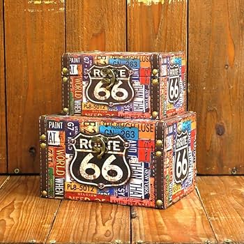 Amazon｜ルート66ボックス（大） アメリカン雑貨 BOX レトロ 収納