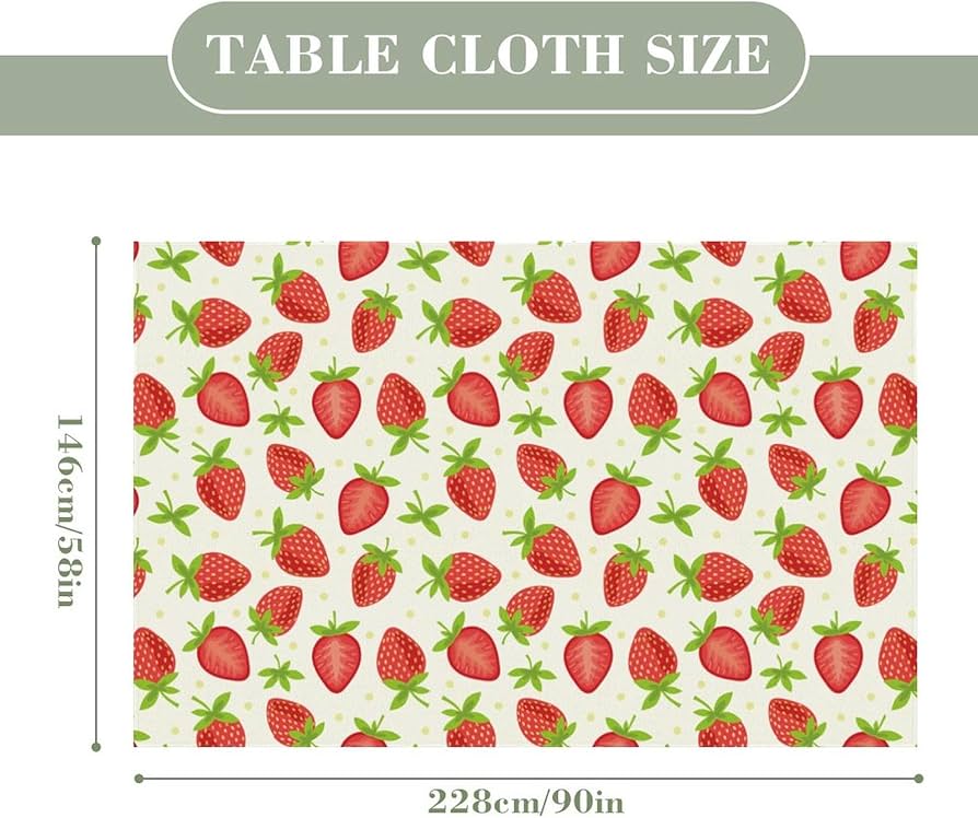 Amazon｜テーブルクロス 長方形 いちご柄 苺柄 イチゴ柄 テーブル