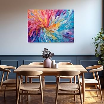 Amazon.co.jp: SHYAMIC 抽象的なカラフルな絵画, 抽象的な羽 アート