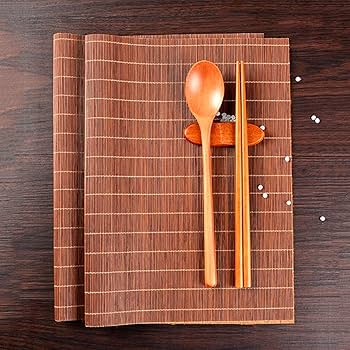 Amazon｜竹製ランチョンマット 6 枚セット 滑りにくい汚れにくい織り竹