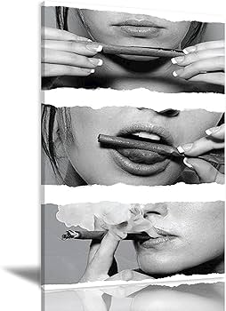 Amazon.co.jp: 絵画 タバコを吸う女性ですインテリア 絵画 白黒アート