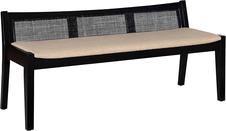 Amazon.com: Powell Kasi Black Low Back Cane Bench with Beige