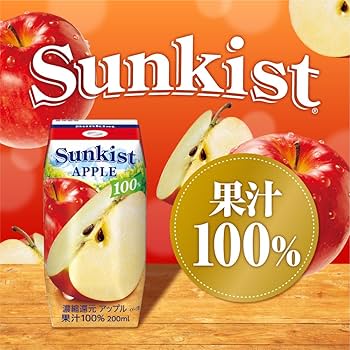 Amazon.co.jp: Morinaga Milk Industry Sunkist 100% Apple, 6.8 fl oz