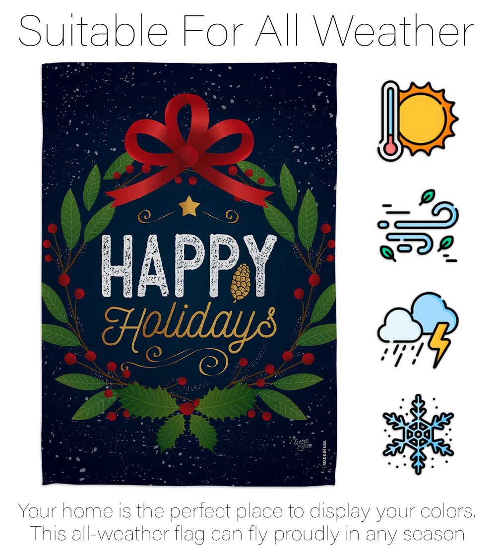 Amazon.com : Breeze Decor FK114149-BO Happy Holidays Wreath Winter