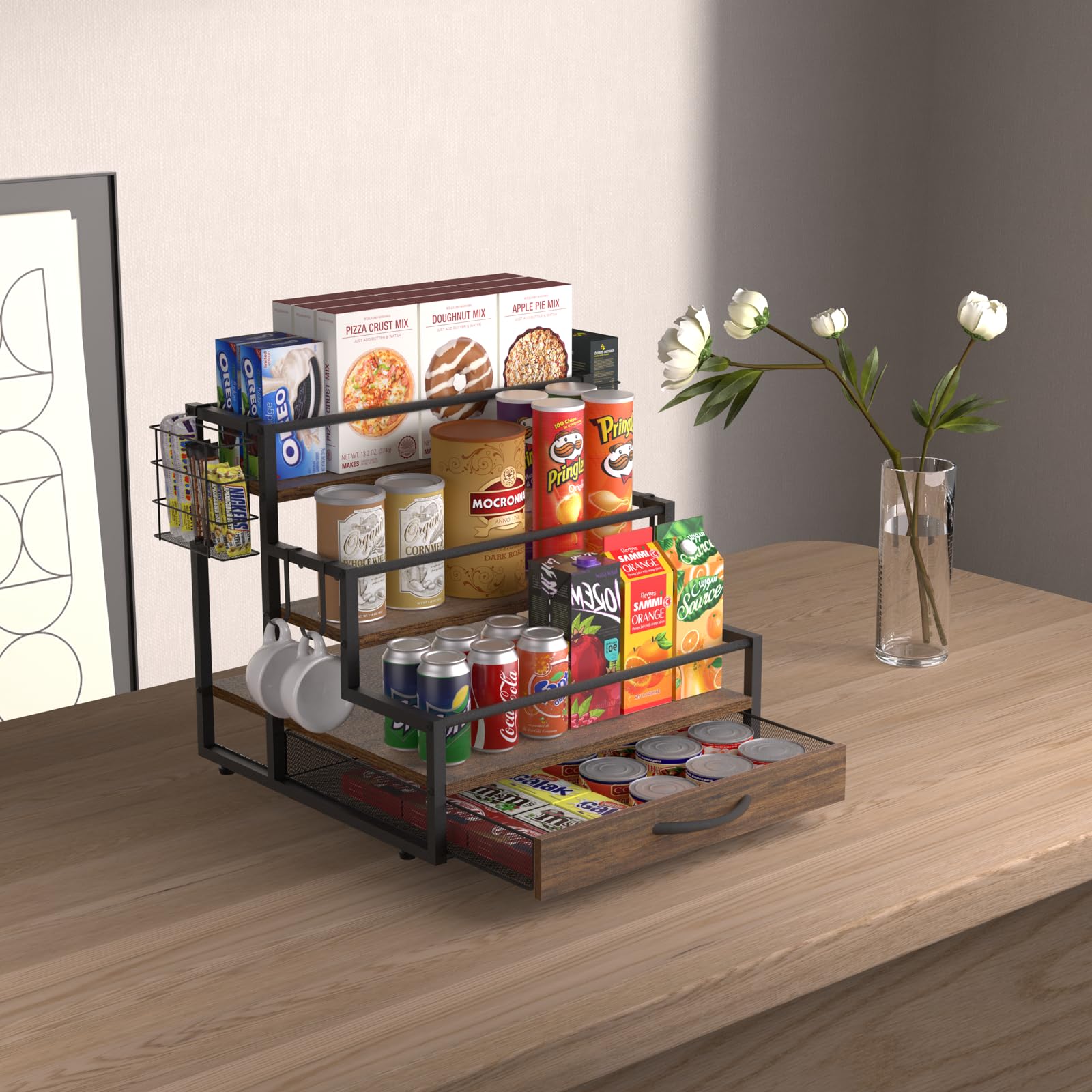 Amazon.co.jp: コーヒーシロップオーガナイザーラック、4段シロップ