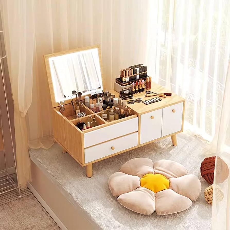 Amazon｜ドレッサー鏡 ドレッサー ロータイプ コンパクト 化粧台 鏡台