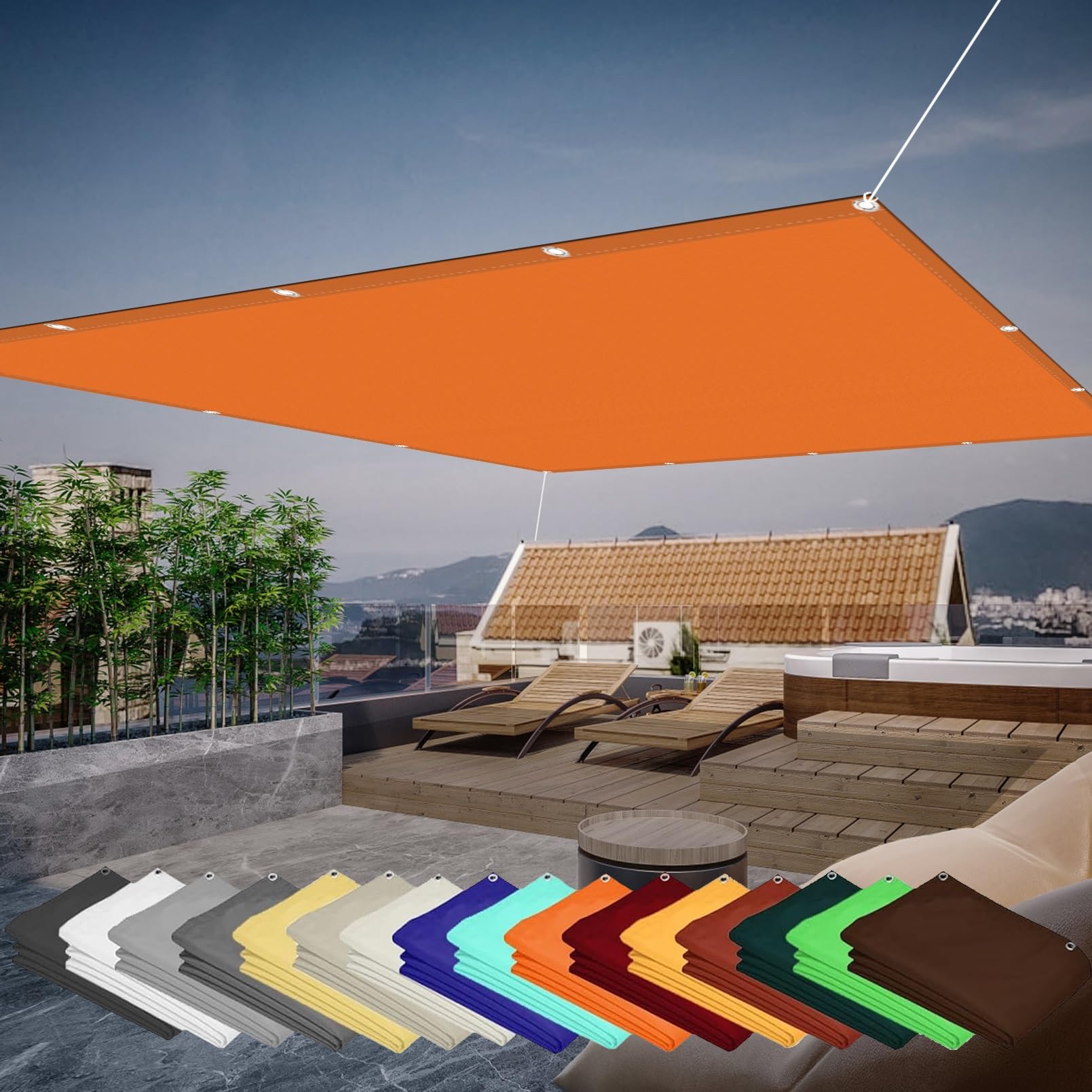 Amazon.co.jp: シェード ベランダ 6.3 x 7 m オーニング 庭用タープ