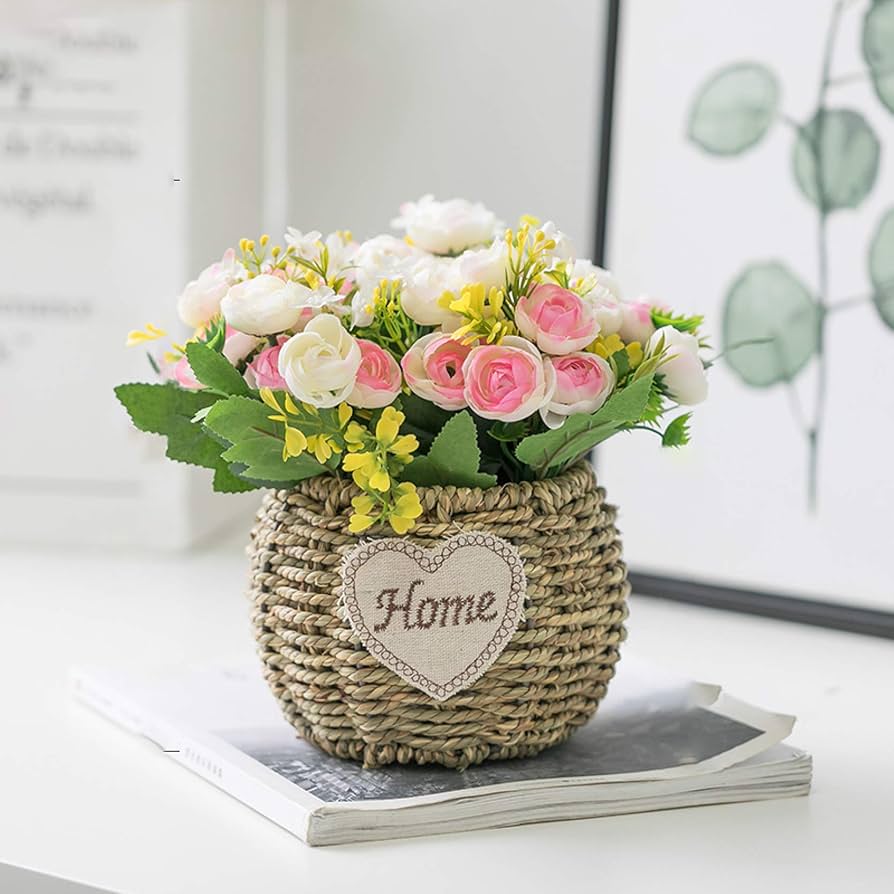 Amazon｜籐編み上げ 造花 インテリア バラ おしゃれ ドライフラワー