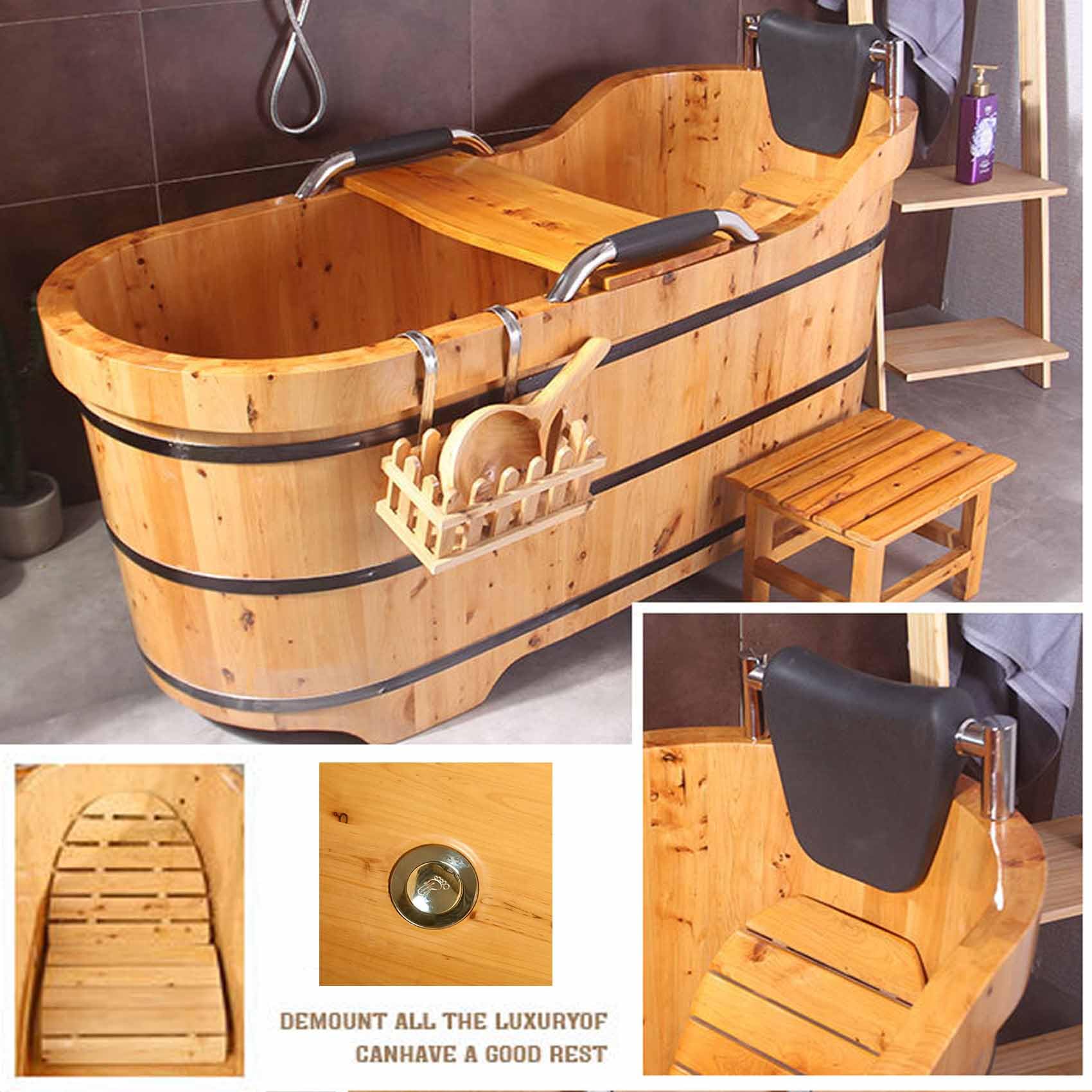 Amazon.co.jp: 木製浴槽 浴槽 成人用浴缸 お風呂成人バケツ 美容院