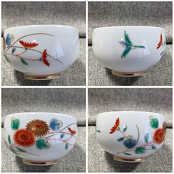 Amazon | 深川製磁 菊小鳥 春型汲出揃 花 鳥 蓋付湯呑み ゴールド 深川