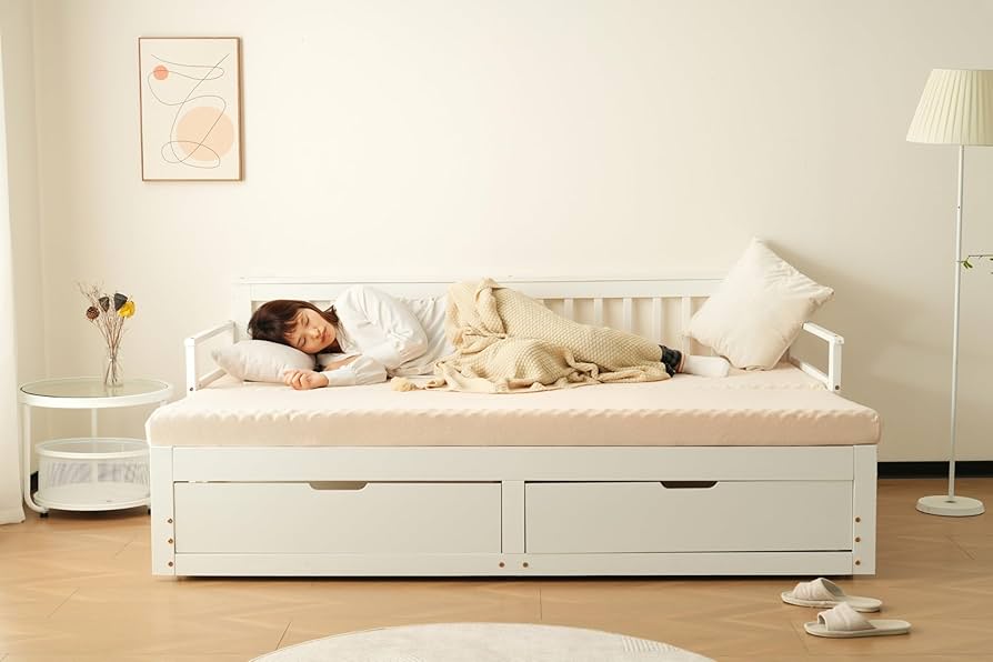 Amazon.co.jp: デイベッド 伸長式ソファベッド 木製収納付き すのこ