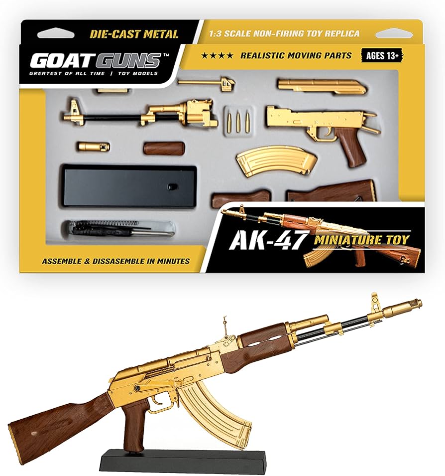Amazon.com: GoatGuns Miniature AK 47 Model Gold | 1:3 Scale