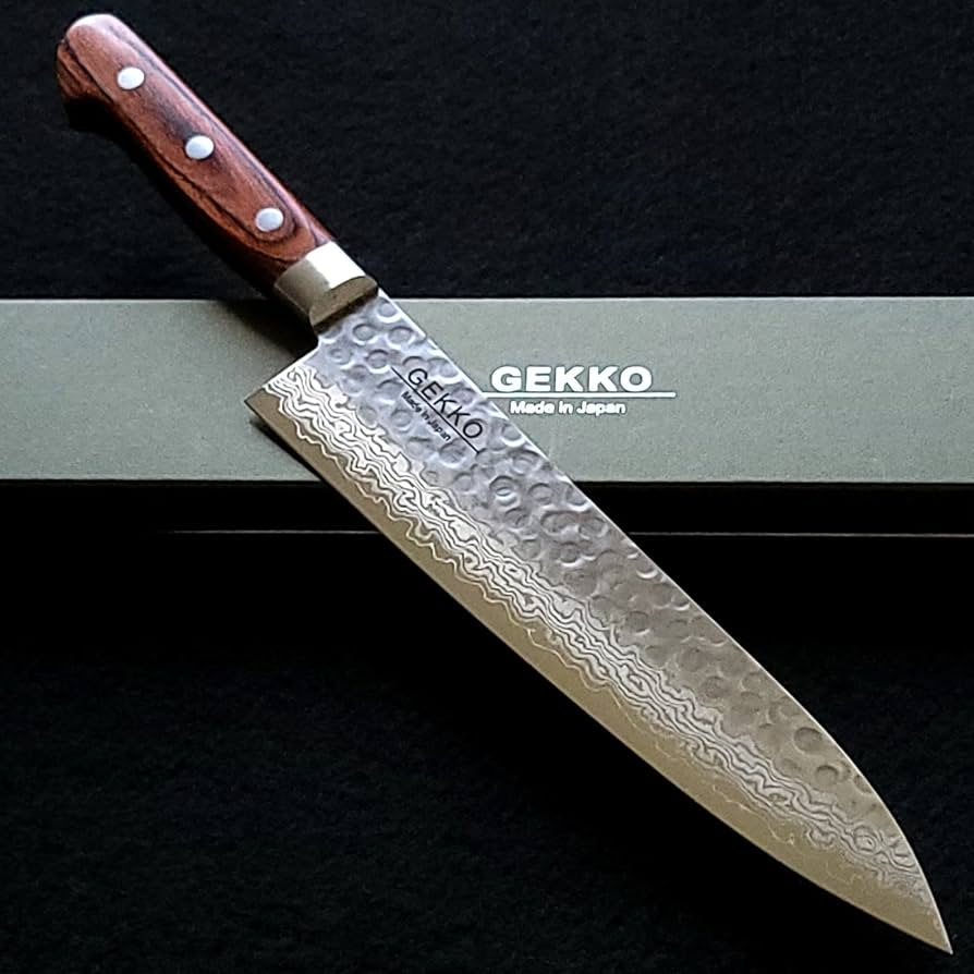 Amazon｜月光作 V金10号 槌目 ダマスカス 牛刀 包丁 210㎜ #1704 （箱