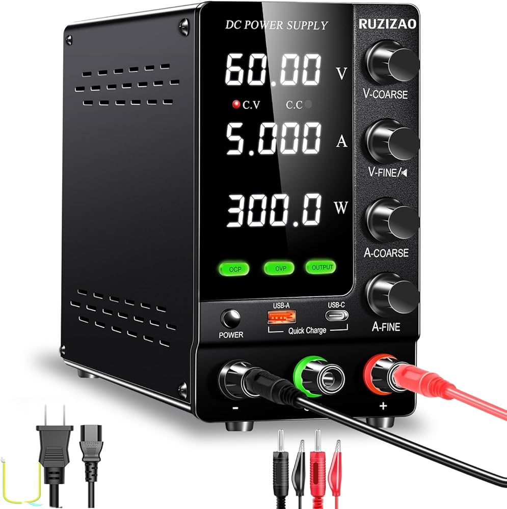 Amazon.co.jp: RUZIZAO 安定化電源 (0~60V 0~5A) DC 安定化ベンチ