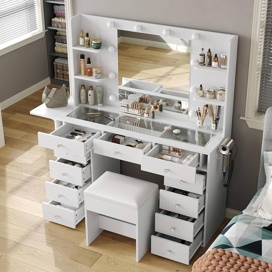 Amazon.co.jp: Yanosaku コンセント付きドレッサー 120cm 幅化粧台