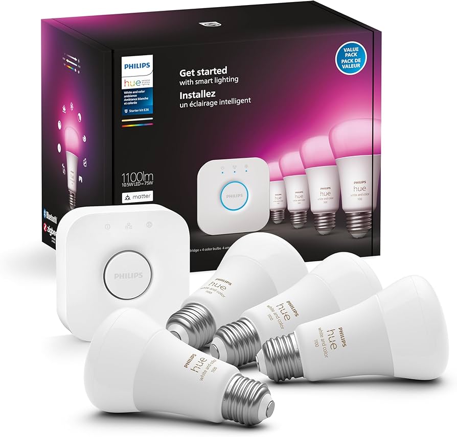 Philips Hue White &Colour Ambiance 10.5W (75W) A19 Base E26 LED