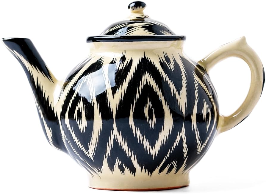 Amazon | ブラック-ホワイトティーポット 金メッキセラミック