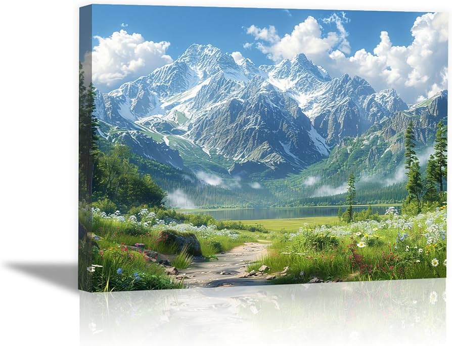 Amazon.co.jp: ZFXFHDR(へ楽ーツ) 山の絵 玄関 木の雲の風景 アート