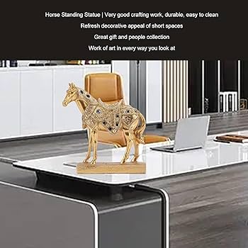 Amazon.co.jp: 置物・オブジェ 高級彫像ゴールド馬の置物樹脂馬アート