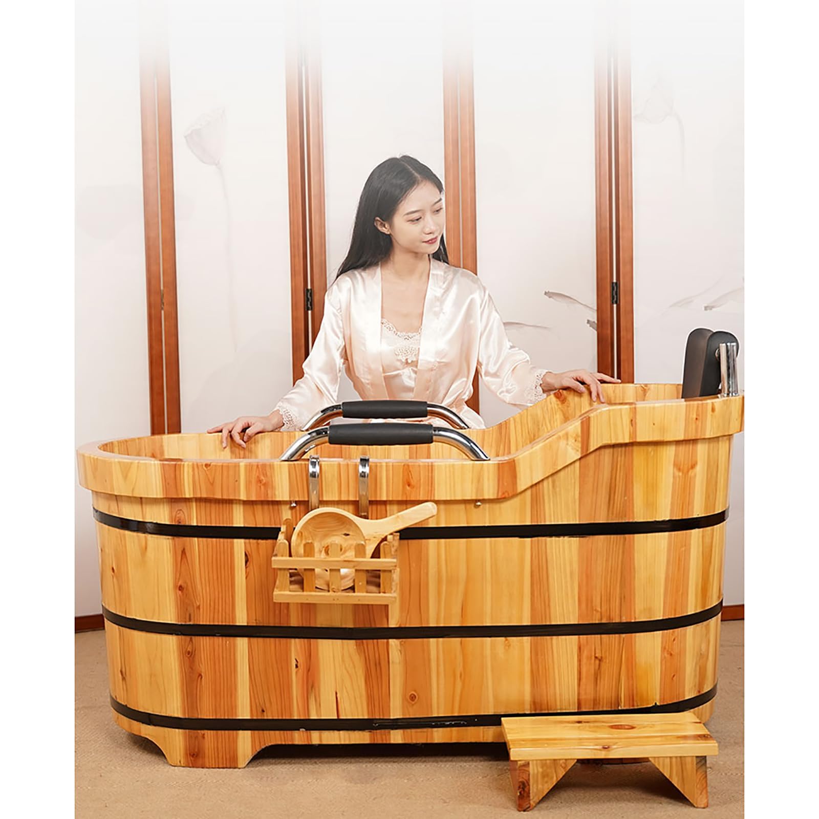 Amazon | 木製浴槽 バスタブ 美容院 天然の香りの杉浴槽 サウナ 天然木