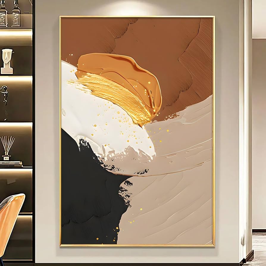 Amazon.co.jp: ブラウンとベージュの抽象ウォールアート モダン