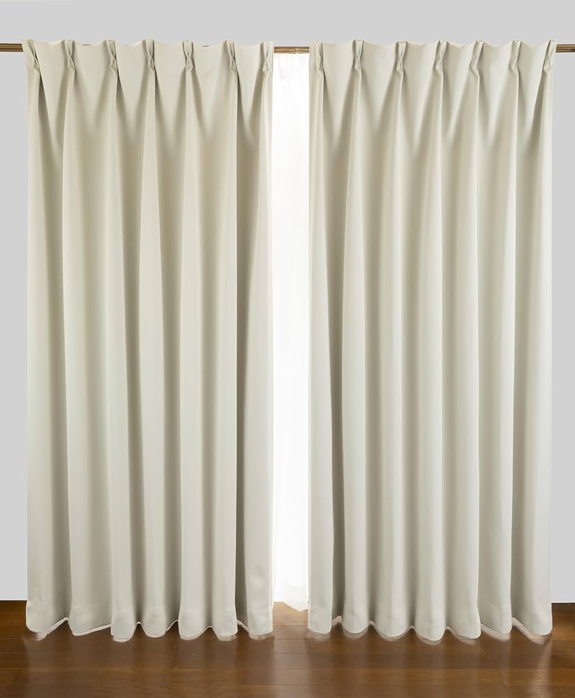 Amazon｜1級遮光カーテン アイボリー 2枚入 巾150cm×丈270cm｜カーテン