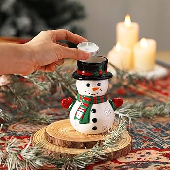 Amazon.co.jp: 雪だるま ティーライトキャンドルホルダー クリスマス