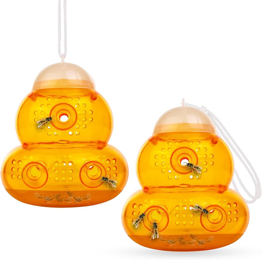 Aspectek Yellow Wasp Trap, 2 Pack, Outdoor Hanging Hornet, Yellow