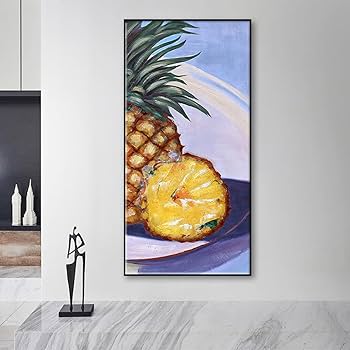 Amazon.co.jp: ヴィンテージパイナップル絵画抽象キャンバス印刷印象派