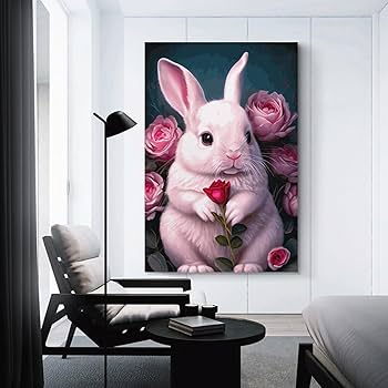 Amazon.co.jp: 絵画 かわいいウサギインテリア 絵画 超リアルな動物