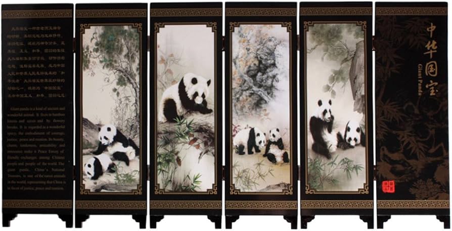 Amazon.co.jp: Andux Space ミニ屏風 中国風 木製 FGPF-01 (パンダ