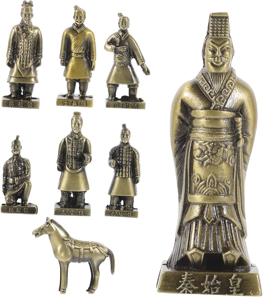 Amazon.co.jp: OSALADI 兵馬俑 金属製合金彫像 古代戦士装飾品