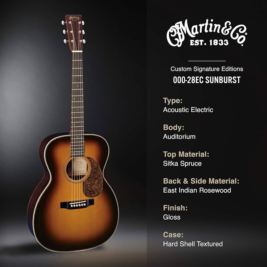 Amazon.com: Martin Guitar 000-28EC Sunburst Acoustic Guitar with
