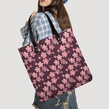 Amazon.co.jp: トートバッグ ピンクの花柄 ハンドバッグ 手提げ 大容量