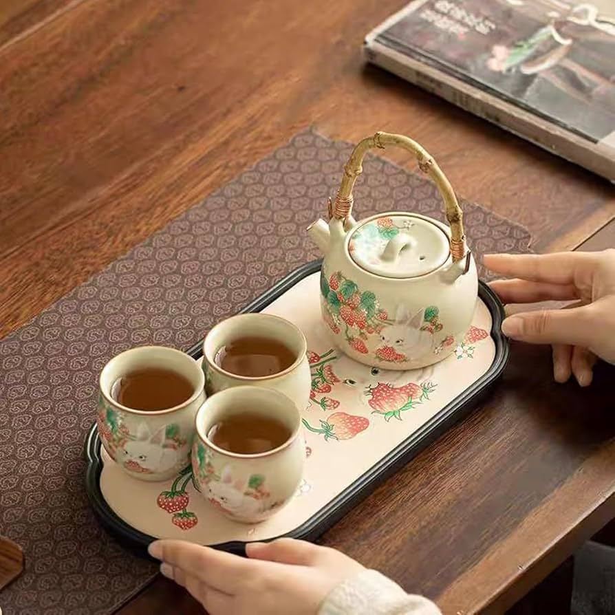 Amazon.co.jp: 急須セット ウサギ/猫柄 急須茶器揃 茶器セット