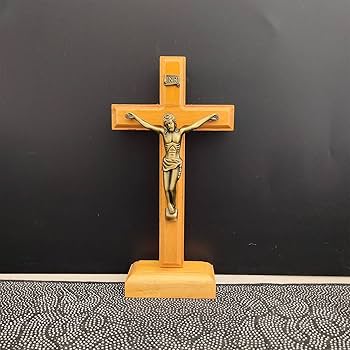 Amazon.co.jp: テーブル木製カトリックイエスクロススタンド付き宗教