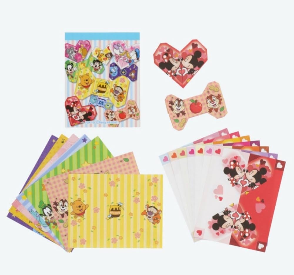 Amazon | ディズニー 14絵柄 折り紙メモ 折り紙 メモ リボン ハート