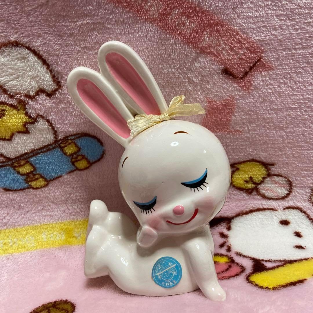 レトロ53年前の品 陶器のうさぎの貯金箱内藤ルネ うさぎ 陶器