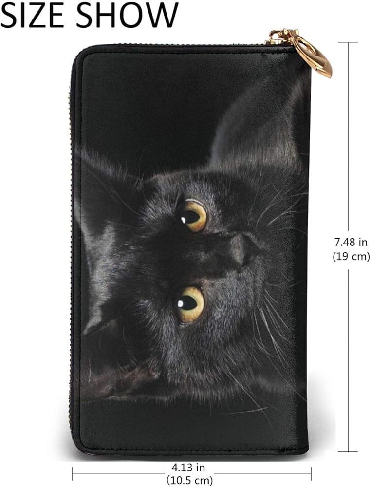Amazon | 猫柄 黒猫 長財布 ウォレット おしゃれ 本革 人気 薄型 大