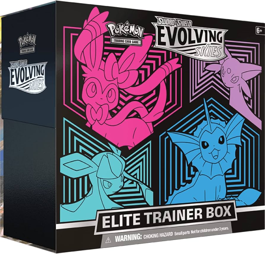 Amazon.com: Pokemon SAS7 Evolving Skies Eliter Trainer Box - Blue