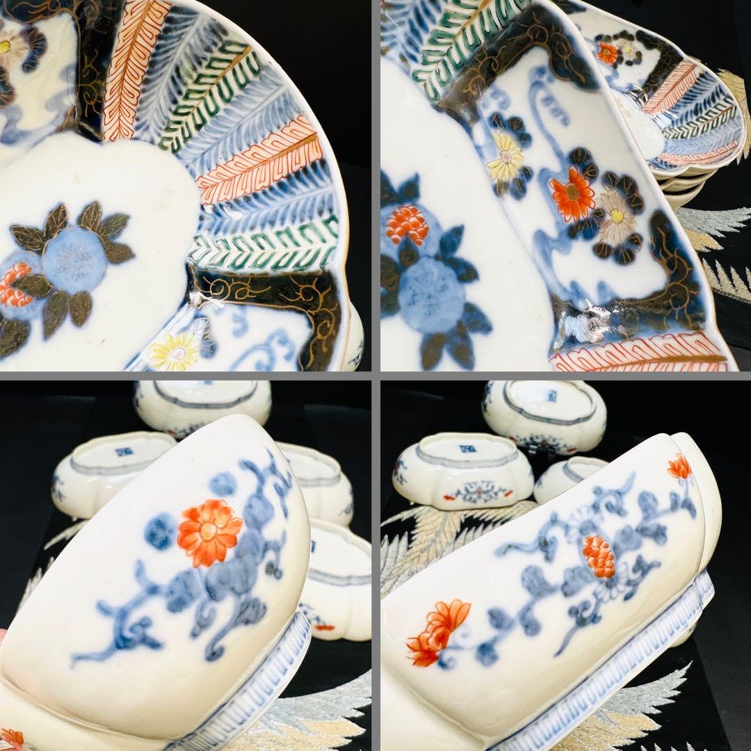 Amazon.co.jp: 酒井田柿右衛門作 渦福角福銘 染錦水面花絵拓榴文 高台