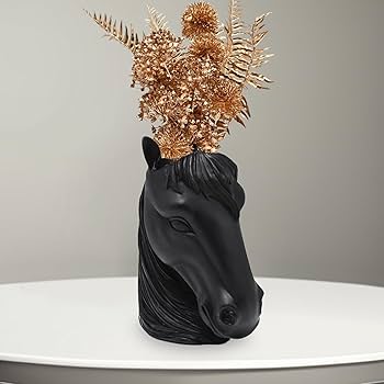 Amazon.co.jp: 馬の頭の花瓶 ブラック モダン:エレガント 芸術的
