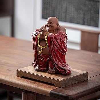 Amazon.co.jp: 七福神 置物 布袋 陶器製 布袋様 風水（高さ25.5cm×巾