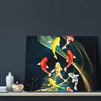 Amazon.co.jp: アートパネル 壁掛け おしゃれ 和風 赤鯉 ラッキーコイ
