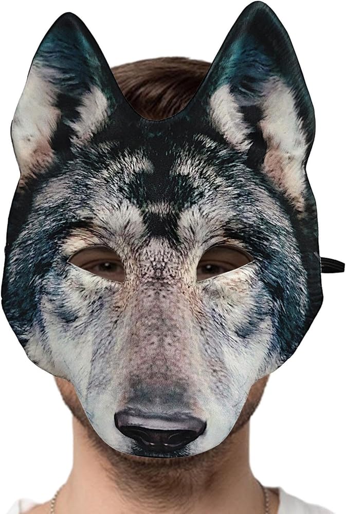 Amazon.co.jp: 狼 やわらかい お面 オオカミ ウルフ 黒狼 立体