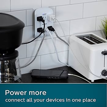 Philips 6-Outlet Extender Surge Protector, 2 Pack, Wall Tap, 900