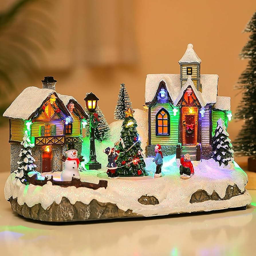 Amazon.co.jp: クリスマススノーハウスビレッジ、音楽付きクリスマス