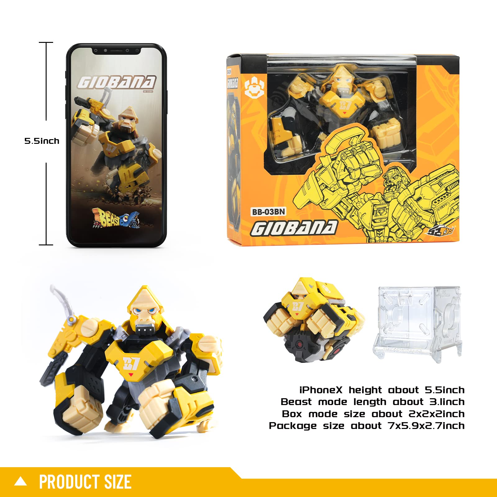 52TOYS Beastbox Series GIOBANA Gorilla Deformation Toy, Children's